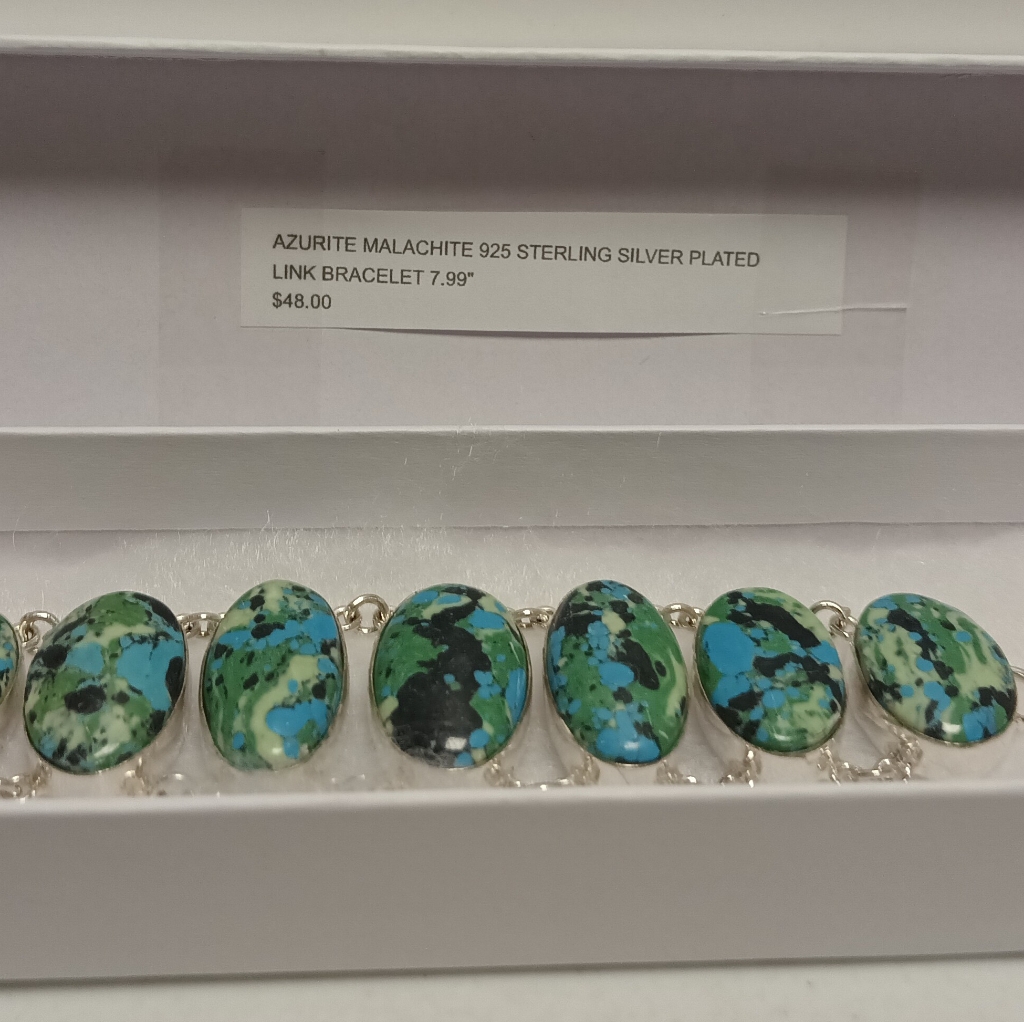 Azurite Malachite 925 Sterling Silver Plated Bracelet 48$